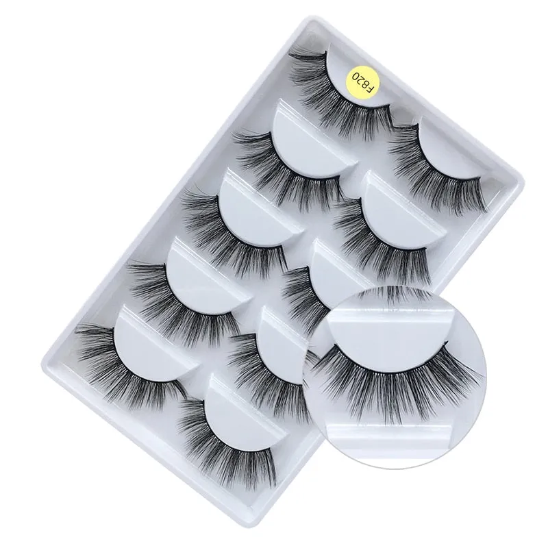 5 Pair Set - 3D Handmade Mink Faux Eyelashes