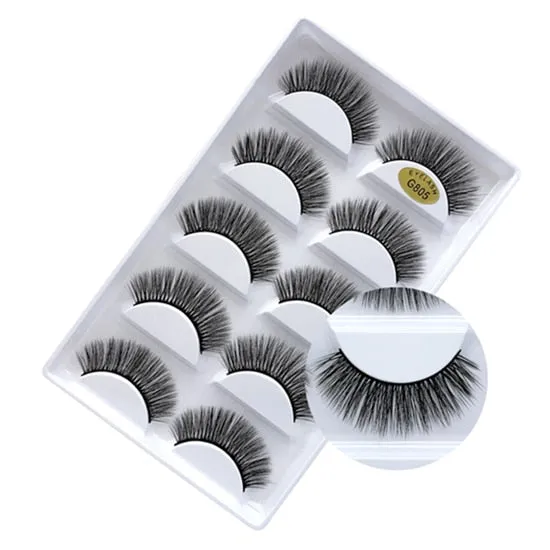 5 Pair Set - 3D Handmade Mink Faux Eyelashes