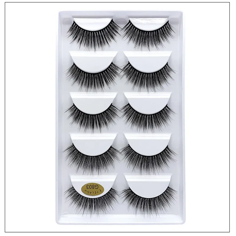 5 Pair Set - 3D Handmade Mink Faux Eyelashes