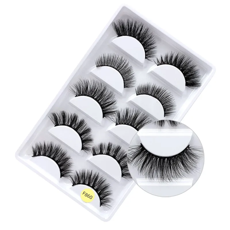 5 Pair Set - 3D Handmade Mink Faux Eyelashes
