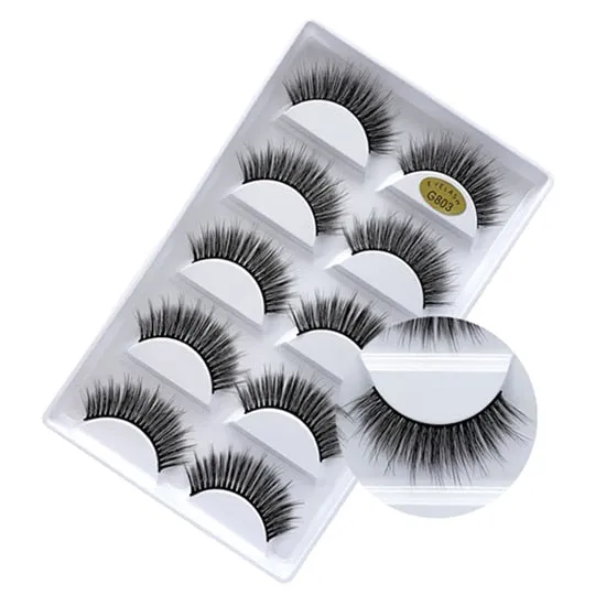 5 Pair Set - 3D Handmade Mink Faux Eyelashes
