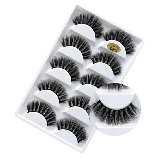 5 Pair Set - 3D Handmade Mink Faux Eyelashes