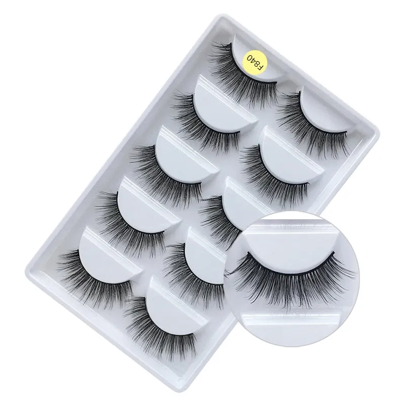 5 Pair Set - 3D Handmade Mink Faux Eyelashes
