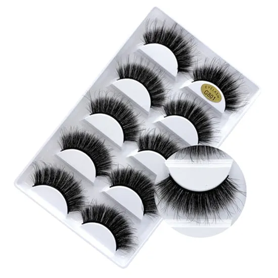 5 Pair Set - 3D Handmade Mink Faux Eyelashes