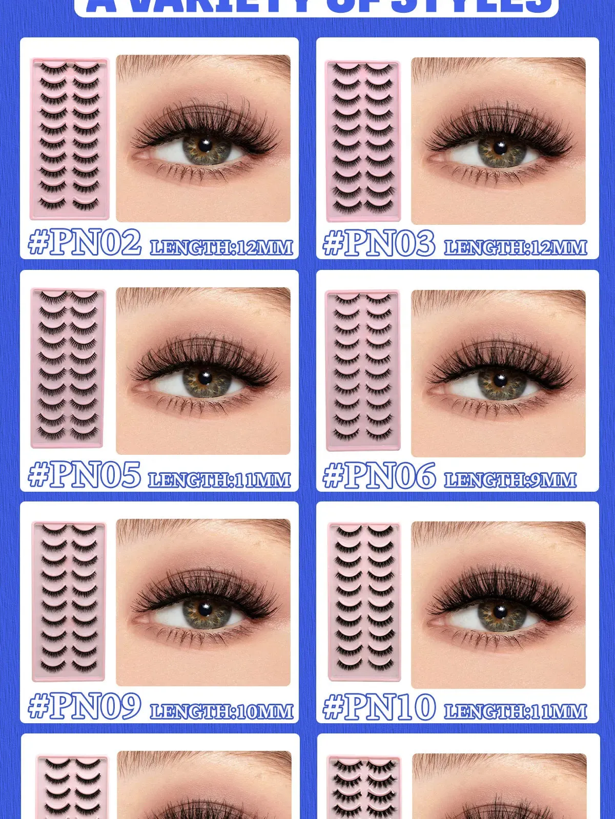5/10 Pairs Fluffy Soft Wispy Fake Eyelashes