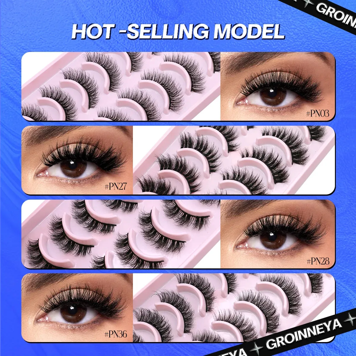 5/10 Pairs Fluffy Soft Wispy Fake Eyelashes