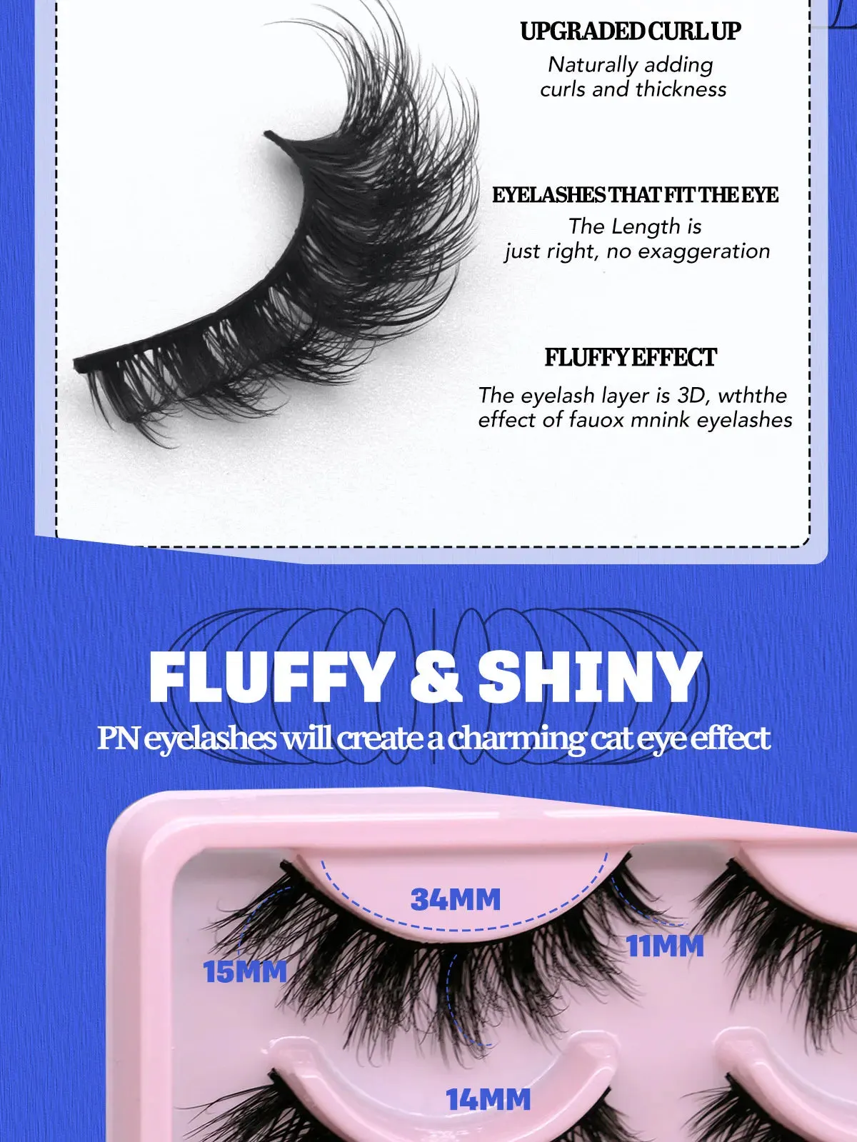 5/10 Pairs Fluffy Soft Wispy Fake Eyelashes