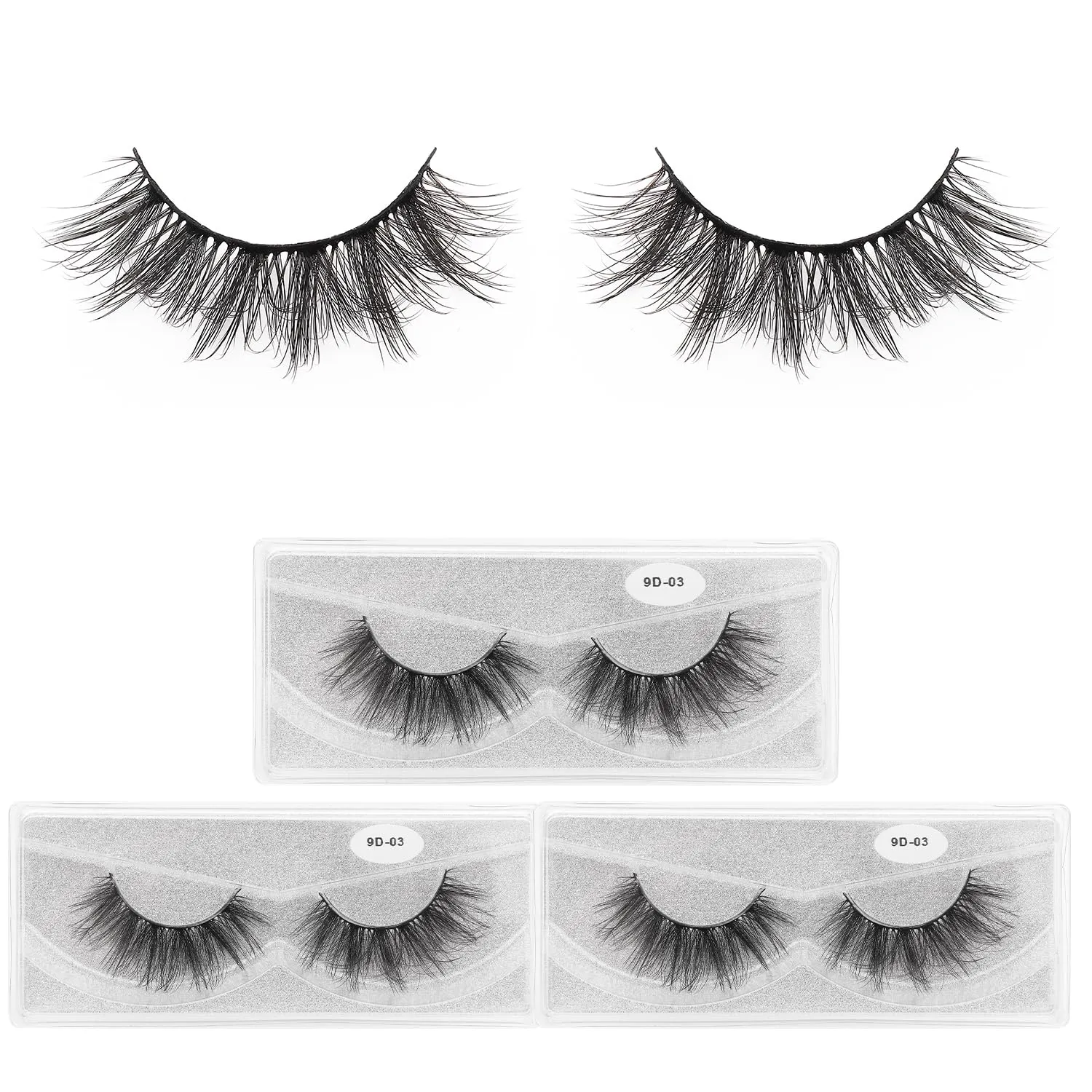 9D-02 eyelashes natural look CNYYLASH fluffy eyelash extension false eyelashes set professional Handmade,3 pairs portable boxes
