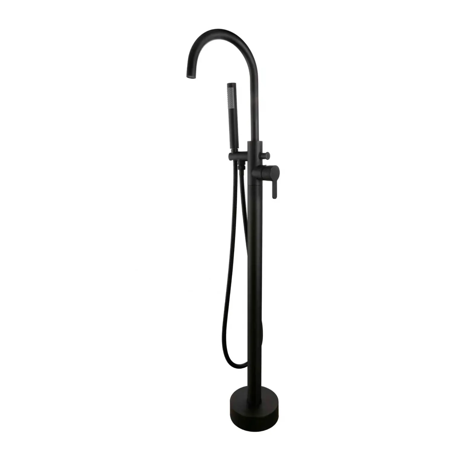 DAX Freestanding Tub Filler with Hand Shower and Gooseneck Spout Matt Black Finish (DAX-8823-BL)