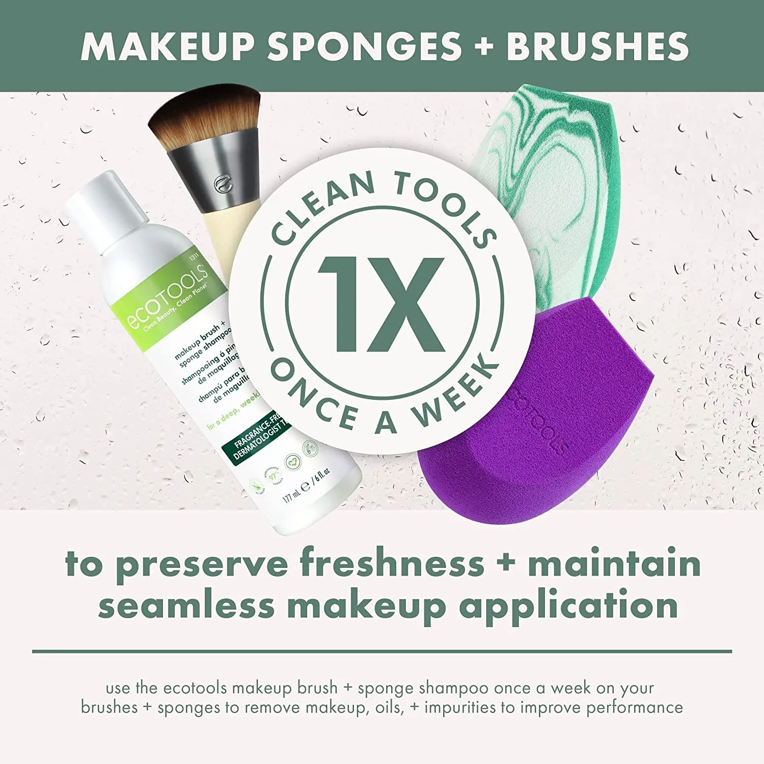 EcoTools Blurring Blender Makeup Sponge - Buildable Coverage, Cruelty-Free, Latex-Free - 1 Count