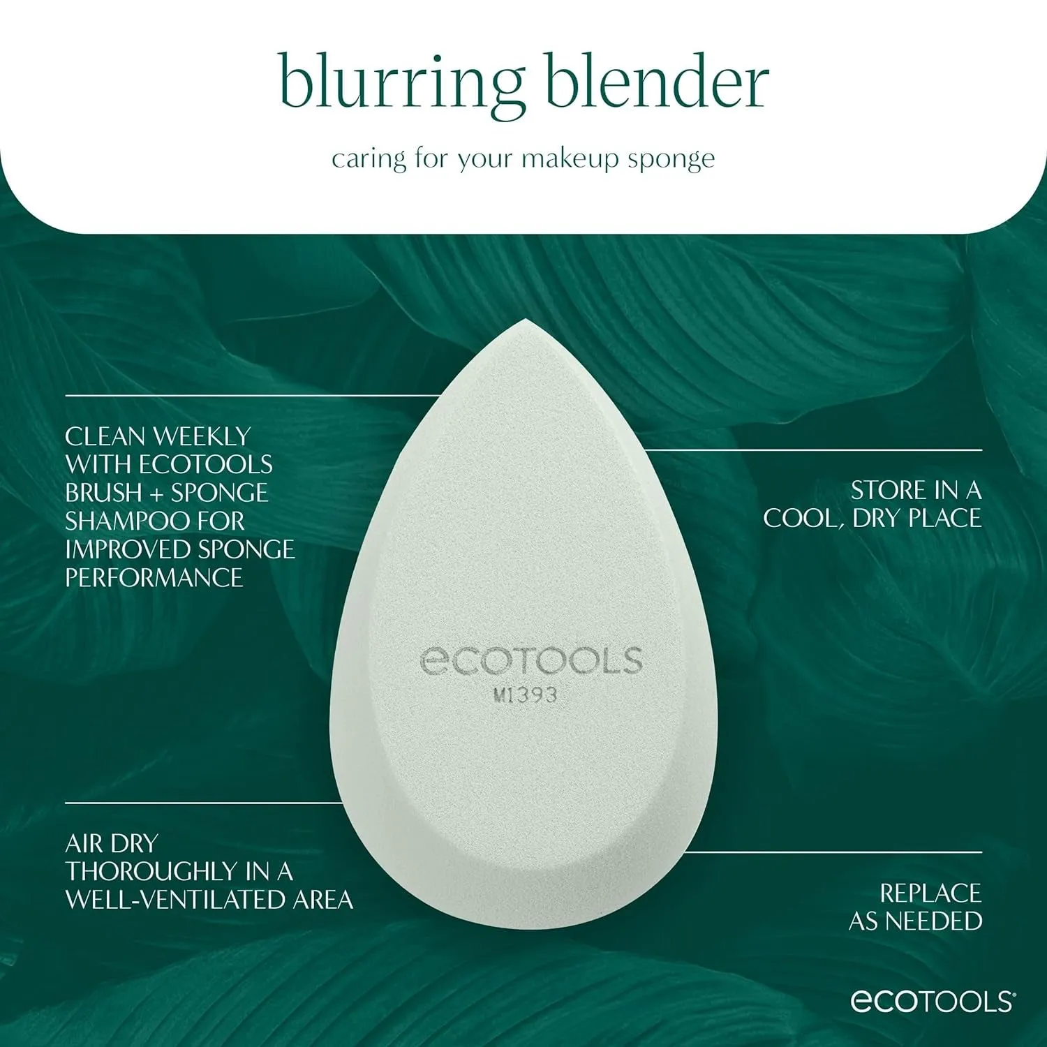 EcoTools Blurring Blender Makeup Sponge - Buildable Coverage, Cruelty-Free, Latex-Free - 1 Count