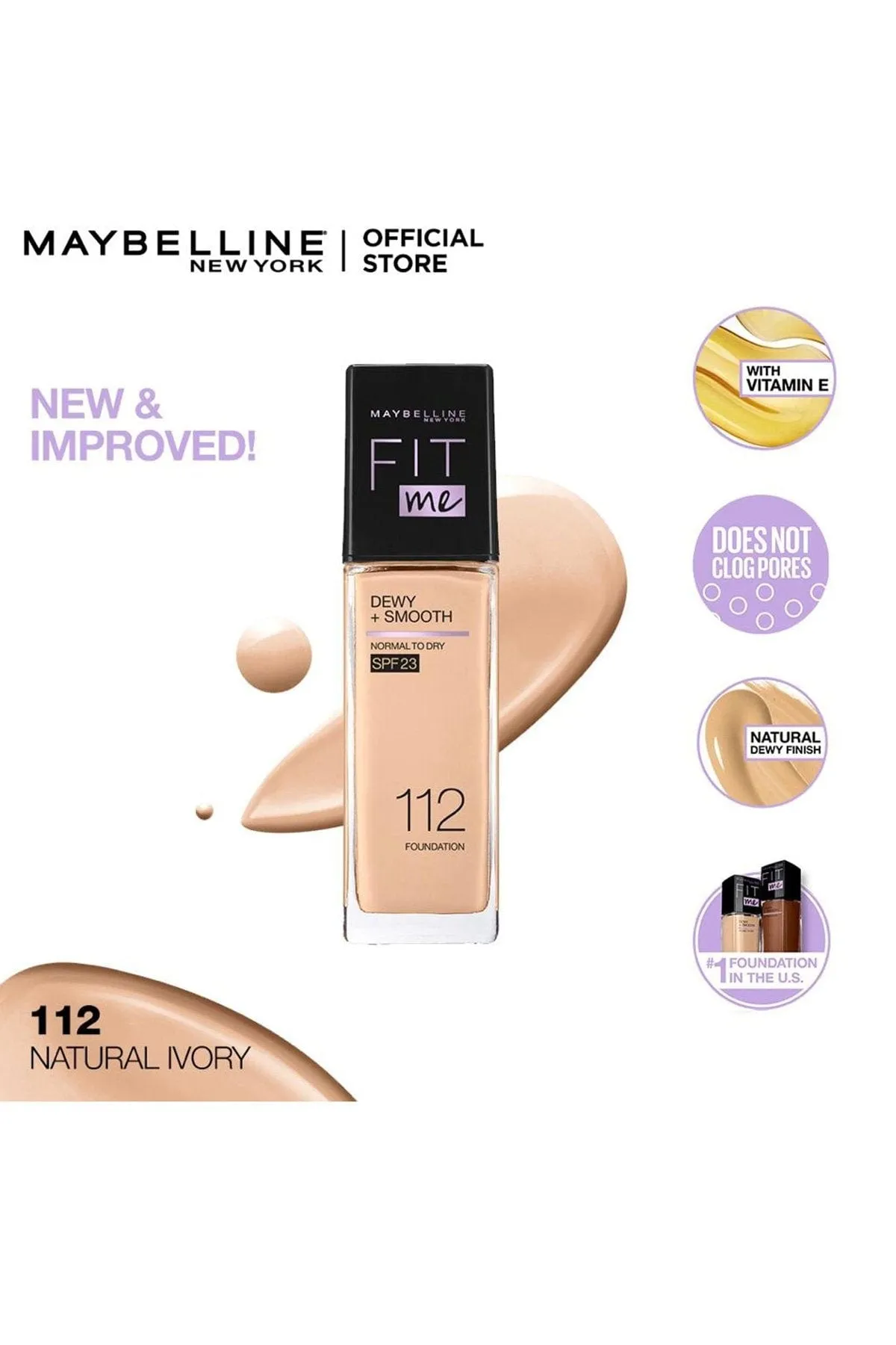 Fit Me! Dewy   Smooth Foundation - 112 Natural Ivory