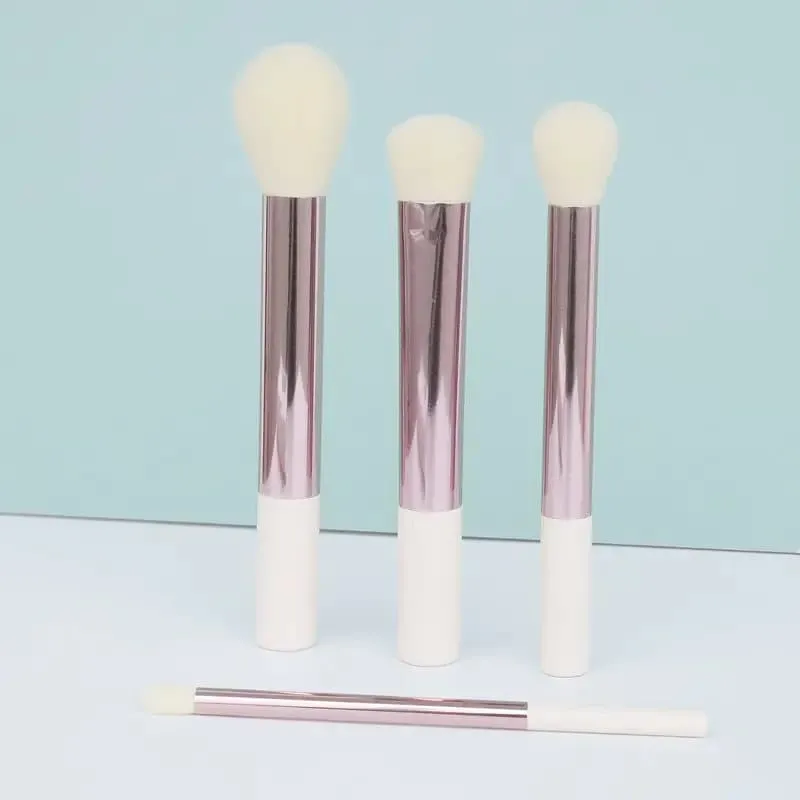 Makeup Brushes 4Pcs Synthetic Foundation Powder Concealers Eye Shadows Blush Makeup Brushes Rose Golden Cosmetic Brushes