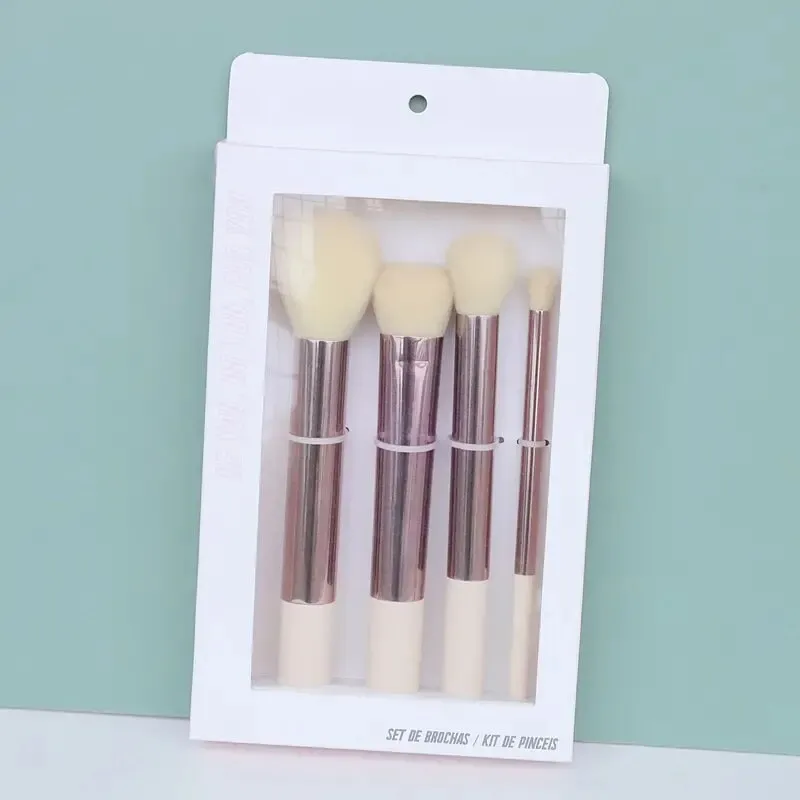 Makeup Brushes 4Pcs Synthetic Foundation Powder Concealers Eye Shadows Blush Makeup Brushes Rose Golden Cosmetic Brushes