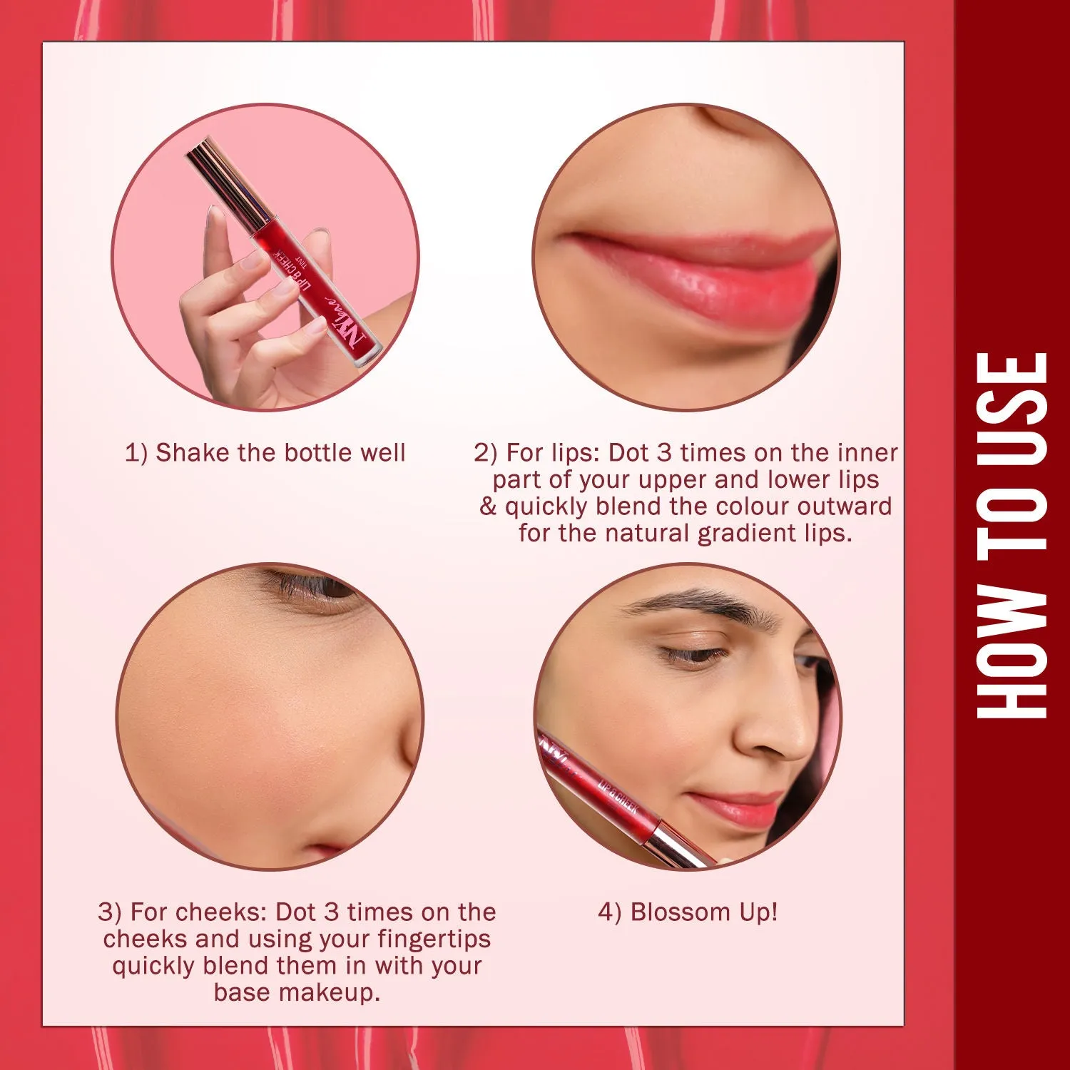 NY Bae Lip & Cheek Tint | Long Lasting | Watery Texture | Semi Opaque Pigment Coverage | Smudge Proof | Hydrating - Red Dahlia 04 (2.6 ml)