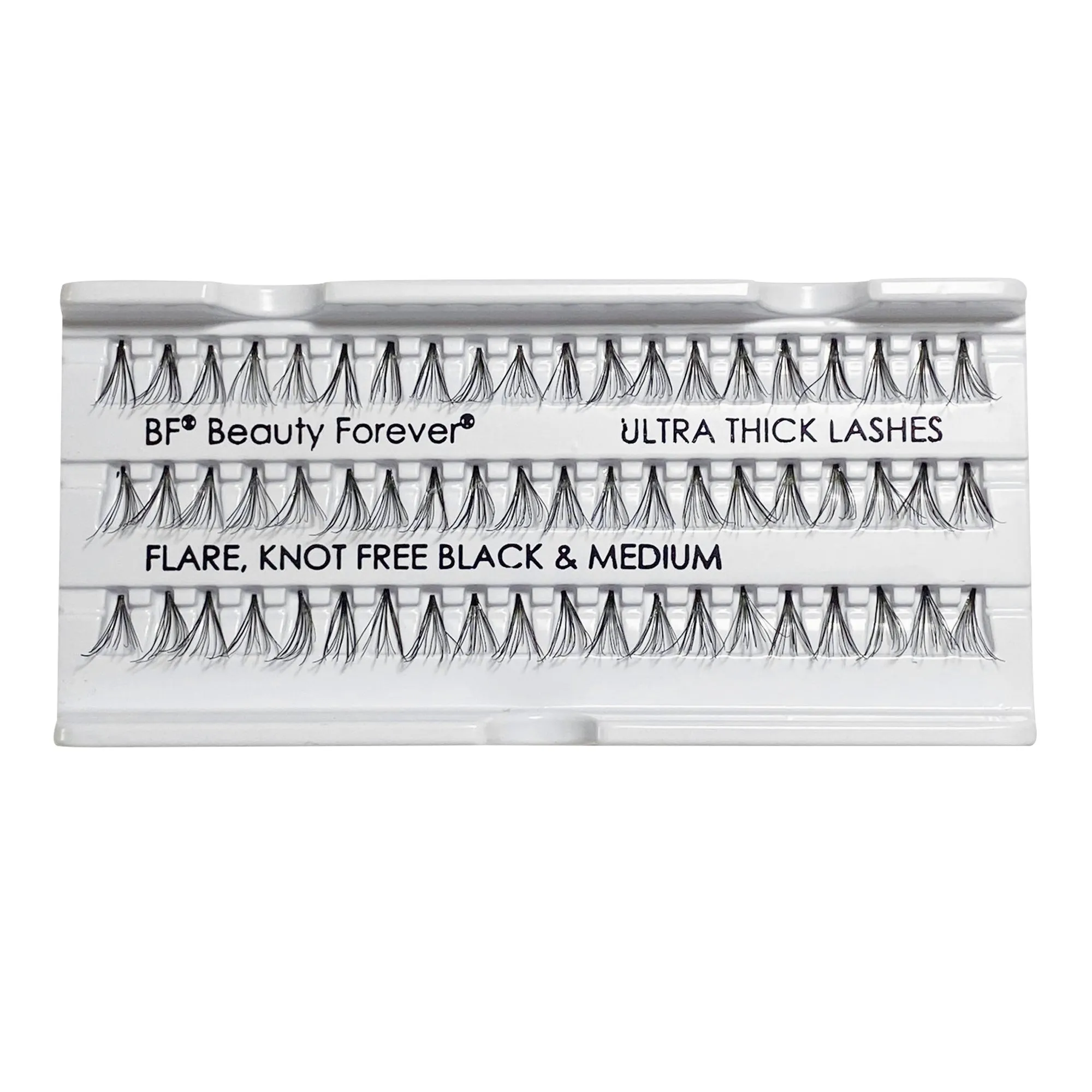 Professional Individual Ultra Thick Lashes, 7 Ply Flare Black, Knot Free & Short For Intense Volume (BF1005-Medium)