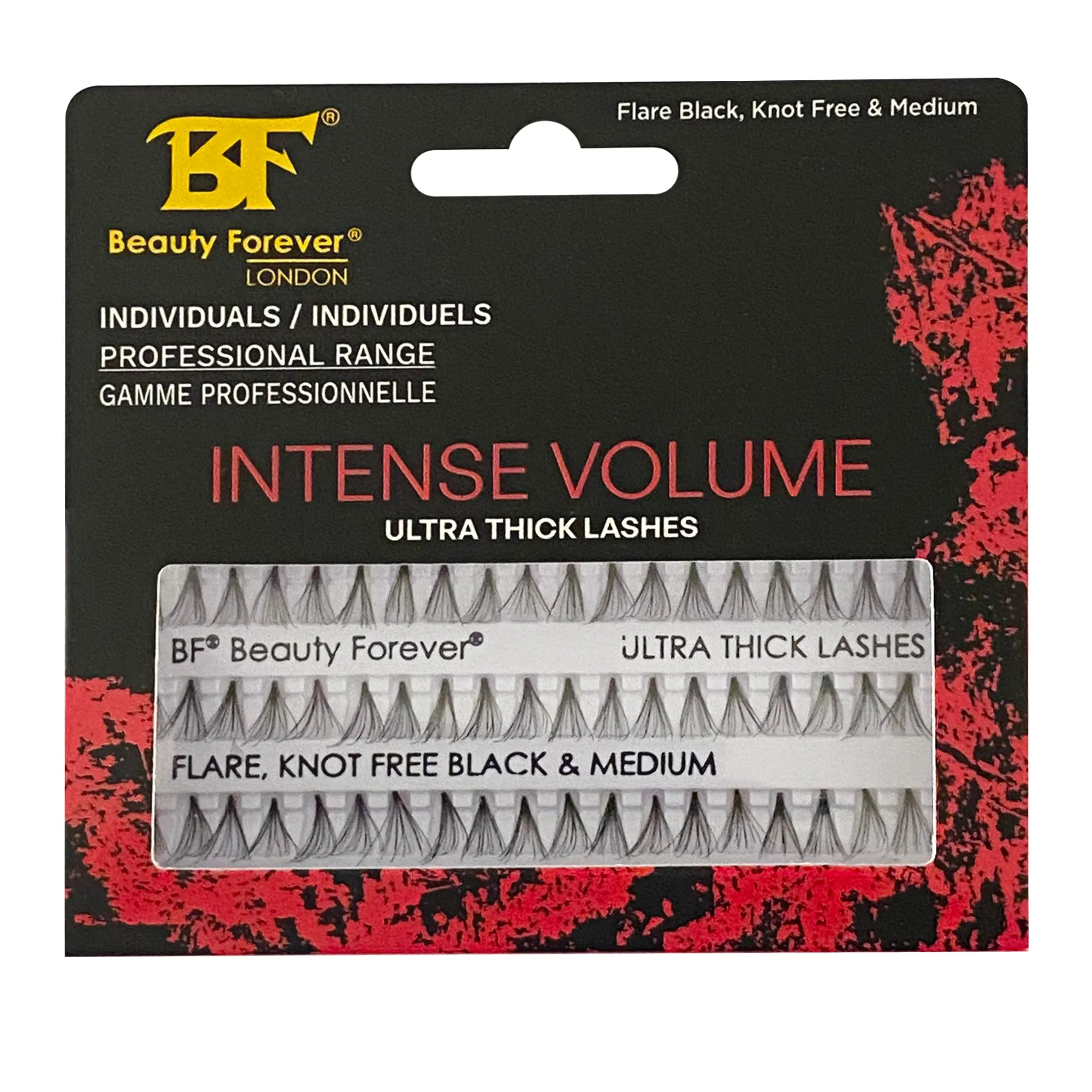 Professional Individual Ultra Thick Lashes, 7 Ply Flare Black, Knot Free & Short For Intense Volume (BF1005-Medium)