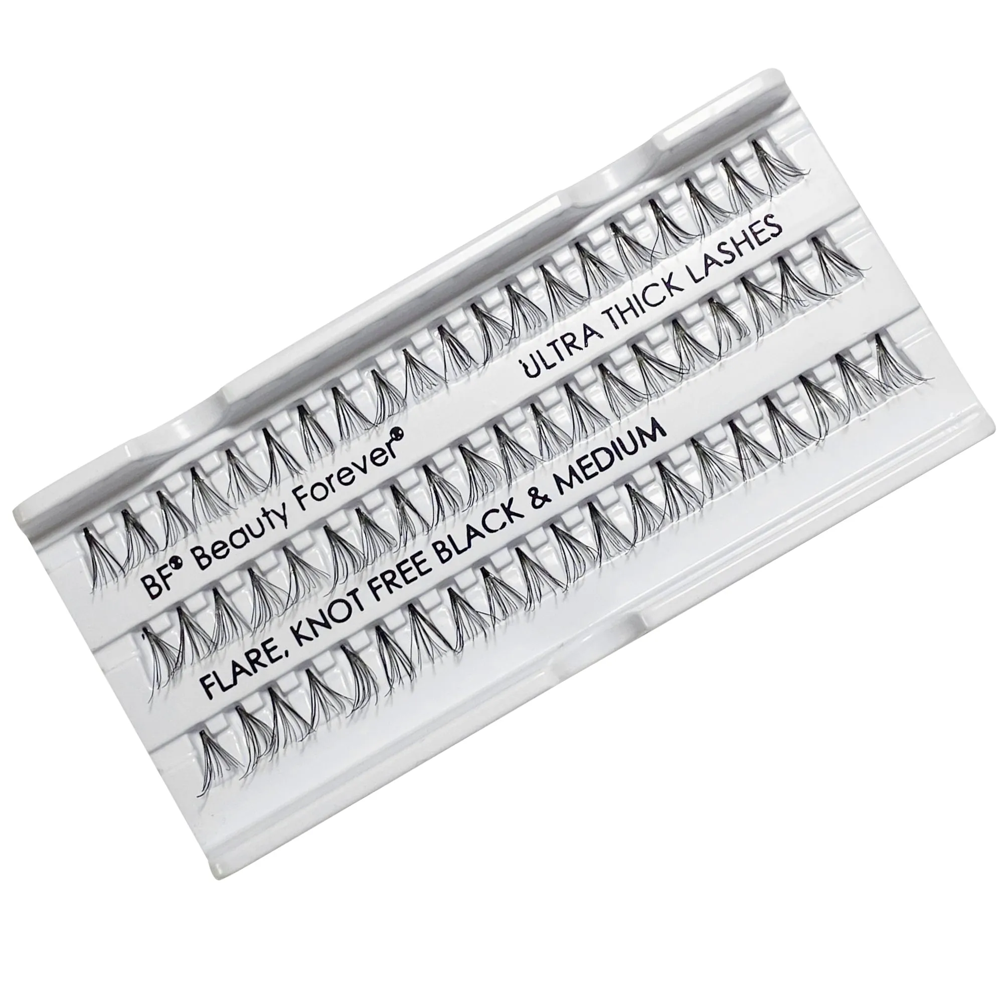 Professional Individual Ultra Thick Lashes, 7 Ply Flare Black, Knot Free & Short For Intense Volume (BF1005-Medium)