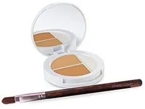Sheer Cover Studio – Conceal and Brighten Highlight Trio – Two-Toned Concealers – Shimmering Highlighter – Medium/Tan Shade – With FREE Concealer Brush – 3 Grams