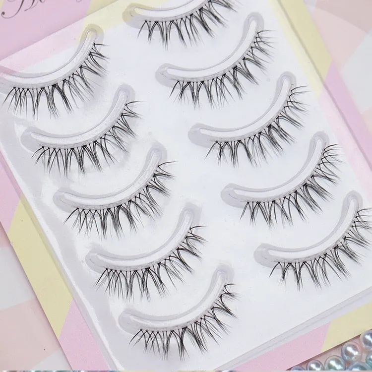 VenusFox False Eyelashes Naturally Simulated Thick Transparent Stem Fake Eyelashes Glimmer Beginner Makeup Tools Lashes W-7