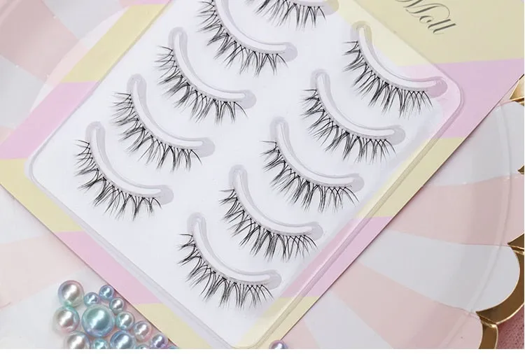 VenusFox False Eyelashes Naturally Simulated Thick Transparent Stem Fake Eyelashes Glimmer Beginner Makeup Tools Lashes W-7