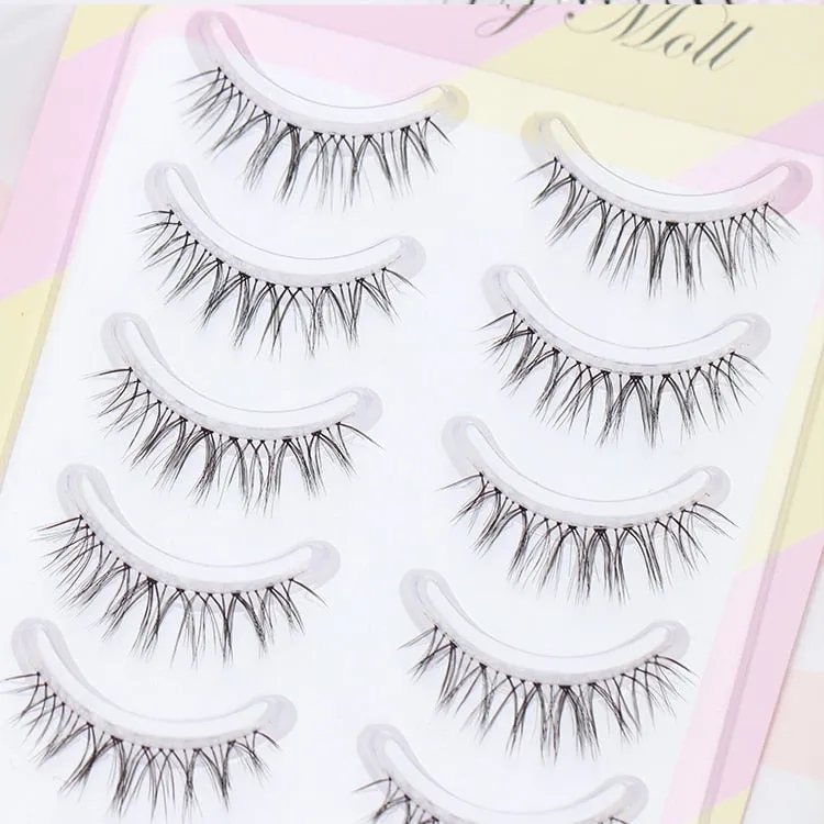 VenusFox False Eyelashes Naturally Simulated Thick Transparent Stem Fake Eyelashes Glimmer Beginner Makeup Tools Lashes W-7